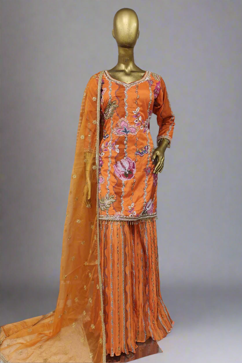 Thread work  black sharara suit