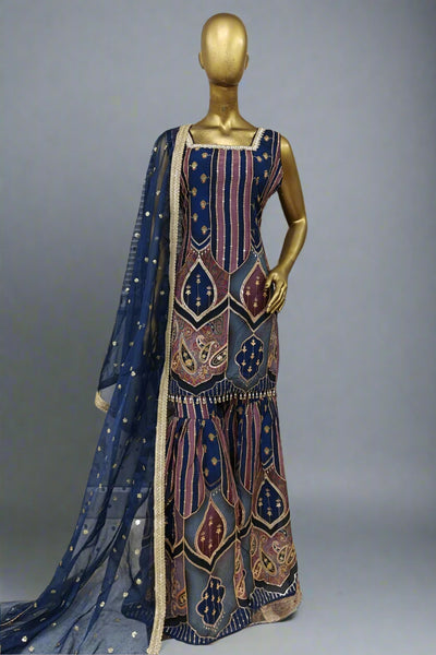 Patchwork multi color gharara suit