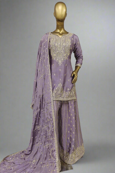 Classy  gold work sharara on silk