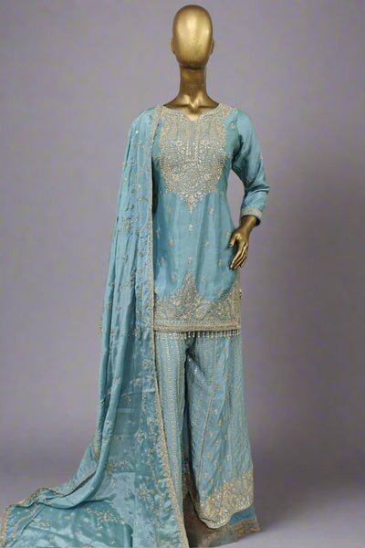 Classy  gold work sharara on silk