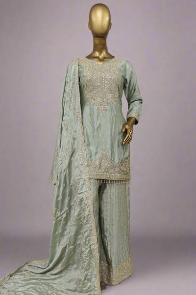 Classy  gold work sharara on silk