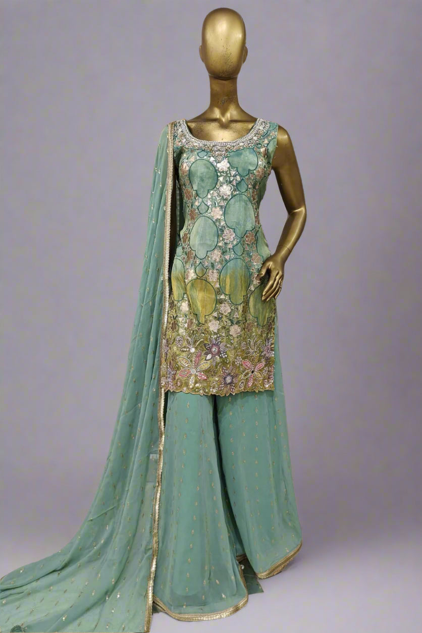 Classy sequins sharara suit with soft dupatta Secondary image