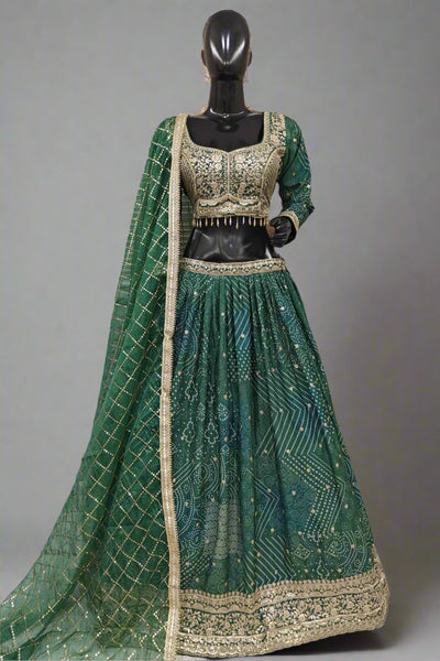 Beautiful thread work with gold border lehenga
