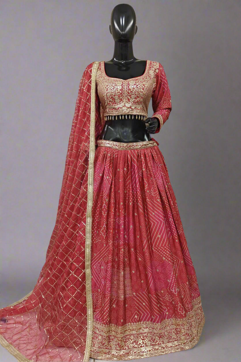 Beautiful thread work with gold border lehenga