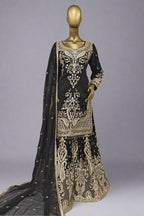 Gold work sharara with soft net dupatta