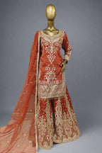 Gold work sharara with soft net dupatta