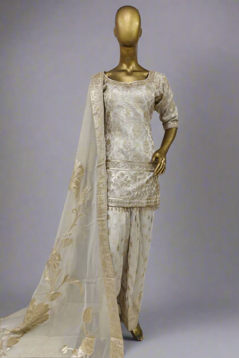 White banarasi  sharara suit