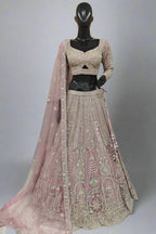 Sparkly blue lehenga with Sequins and moti work