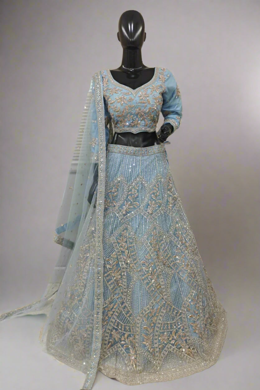 Classy sparkly pink lehenga with soft net dupatta