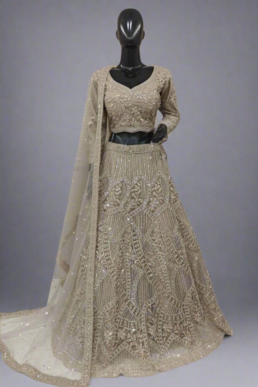 Classy sparkly pink lehenga with soft net dupatta