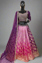 Dual shaded Blue banarasi lehenga