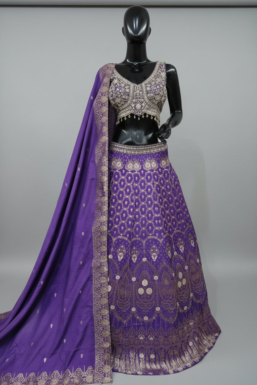 Classy pink lehenga with sequins work