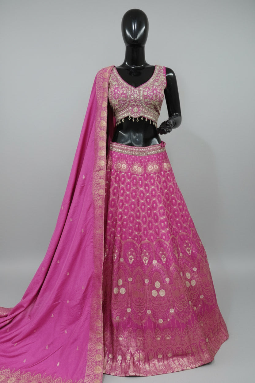 Classy pink lehenga with sequins work Main image