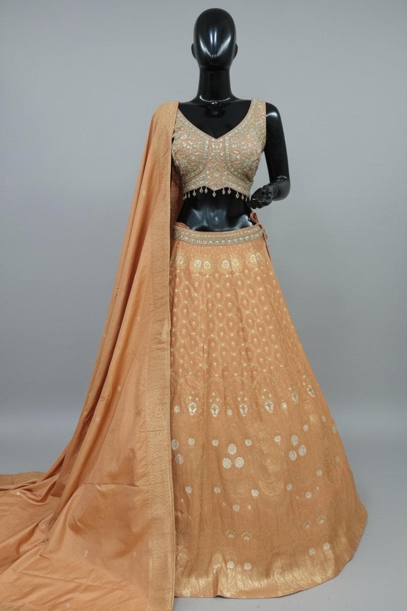 Classy pink lehenga with sequins work