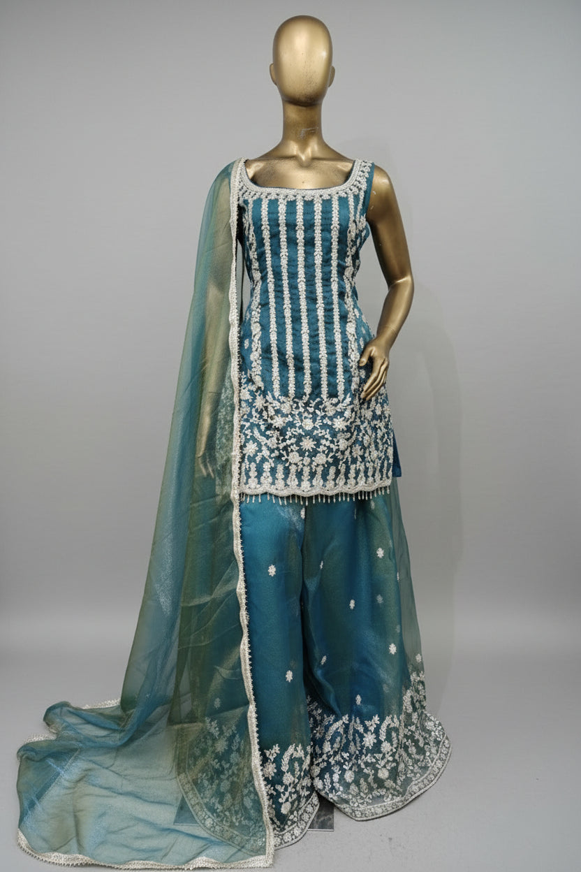 Sequins green work plazo