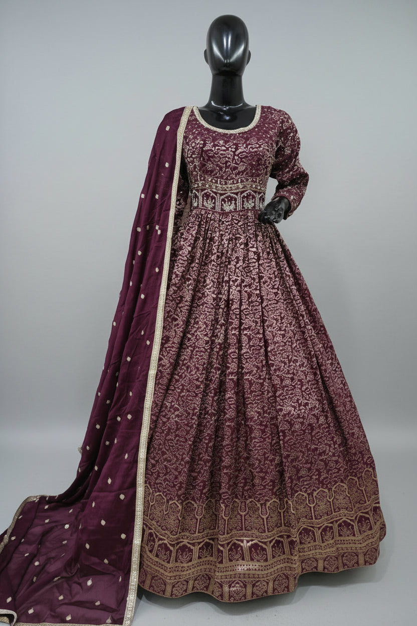 Mesmerizing orange sequins anarkali Main image