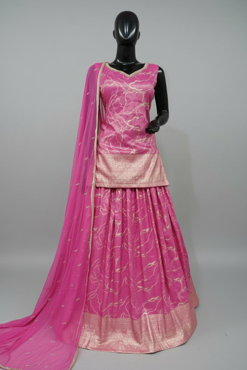 Soft silk with long top and lehenga Main image