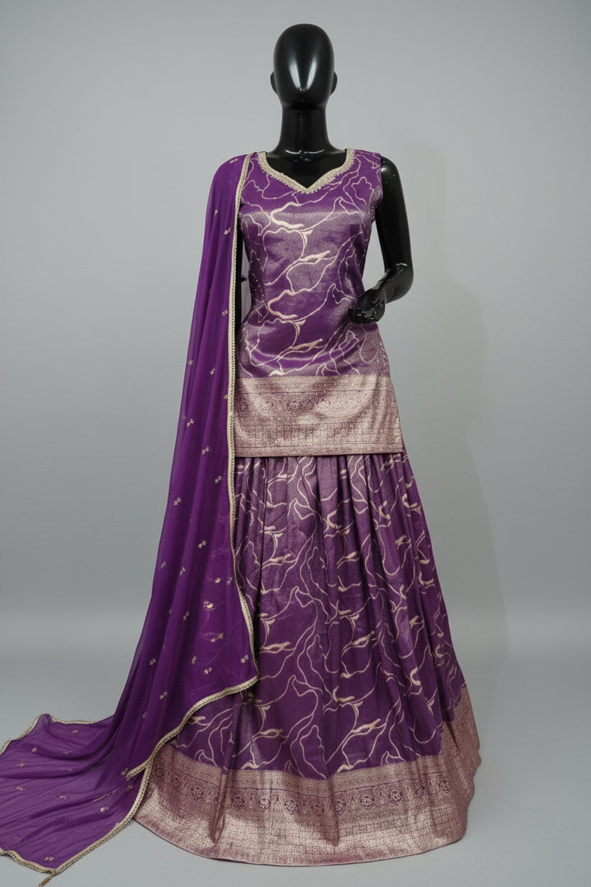 Soft silk with long top and lehenga