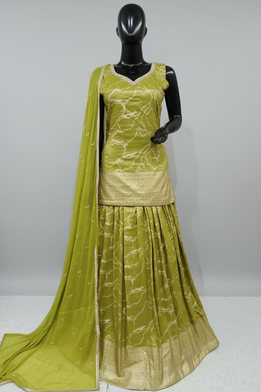 Soft silk with long top and lehenga