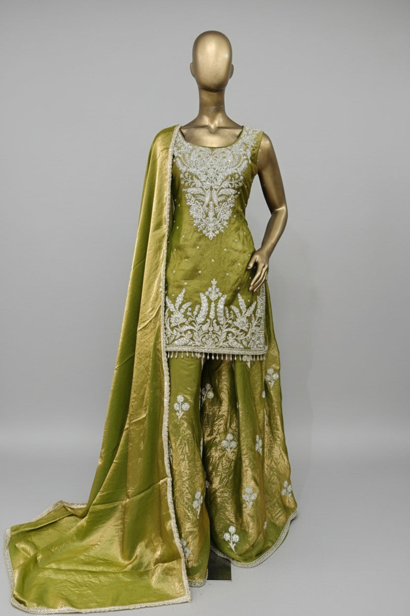 Pink  Zari work sharara with soft dupatta