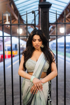 Mint Saree with Embroidered Blouse