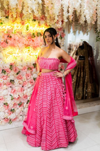 Pink Flowy Lehenga with Threadwork Embroidery