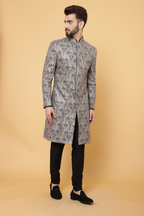 Black Embroidered Sherwani with Churidar