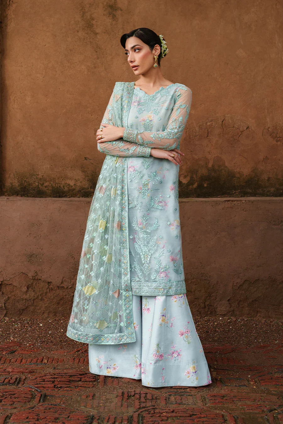 Iznik | Printed Formals ‘25 | UE-535 Embroidered Net