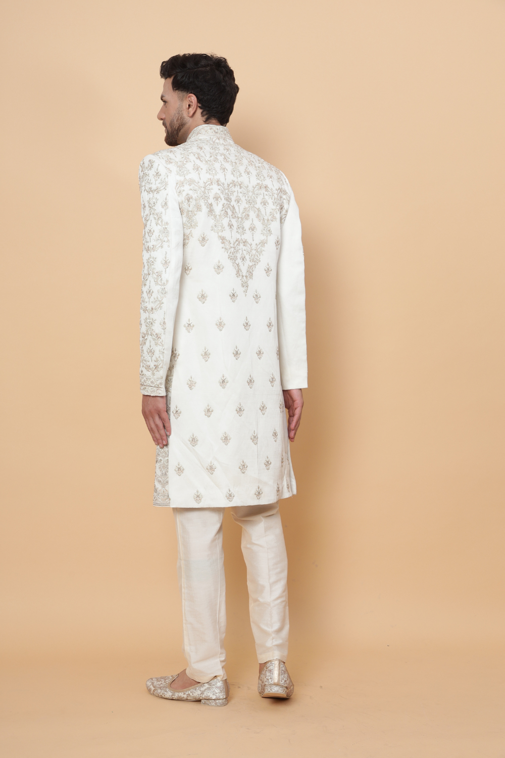 Royal Textured Sherwani with Gold Embroidery