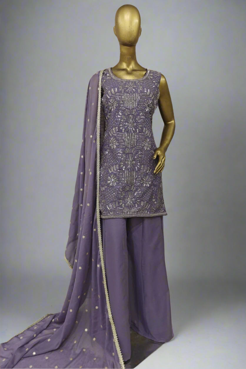 Hand  Embroidered sharara in sequins and thread work