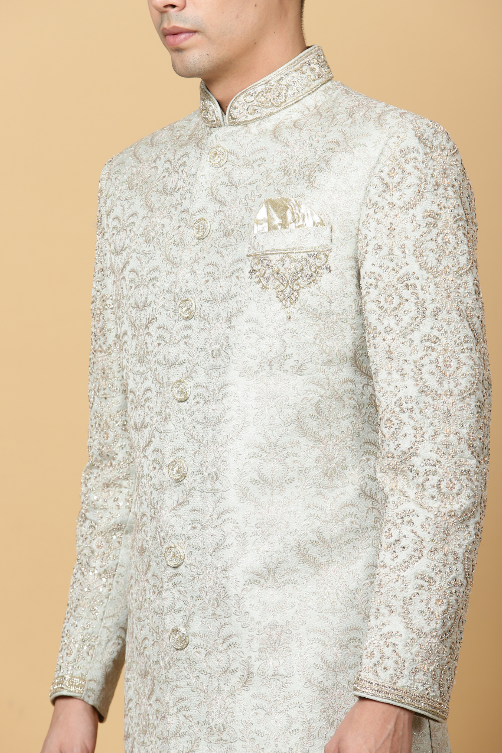 Embroidered Sherwani in Ivory