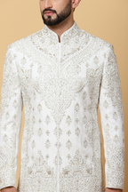 Heavy Embroidered Sherwani in White