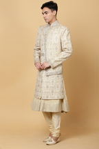 Contemporary Layered Sherwani in Gold