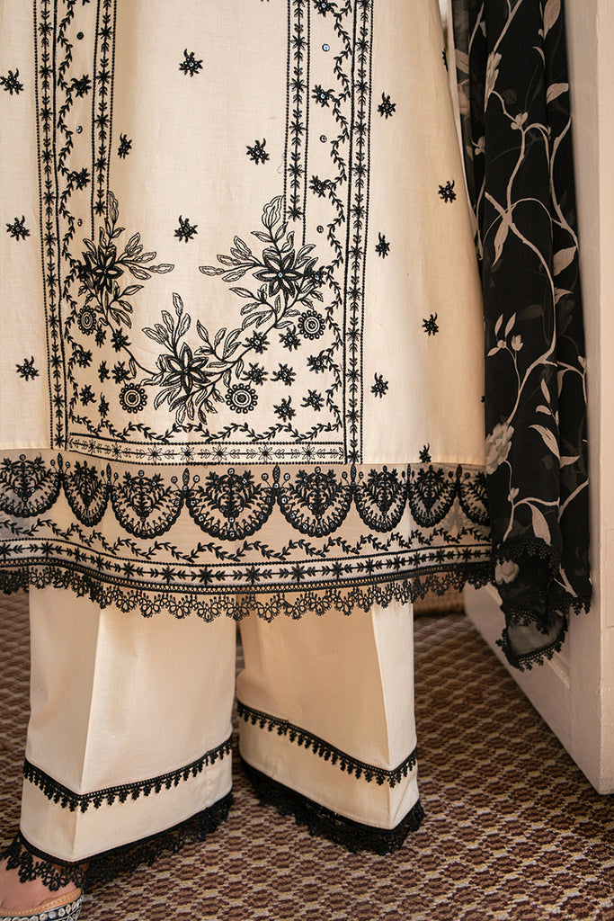 Cross Stitch | Mahiri Embroidered Lawn 24 | IVORY NOIR