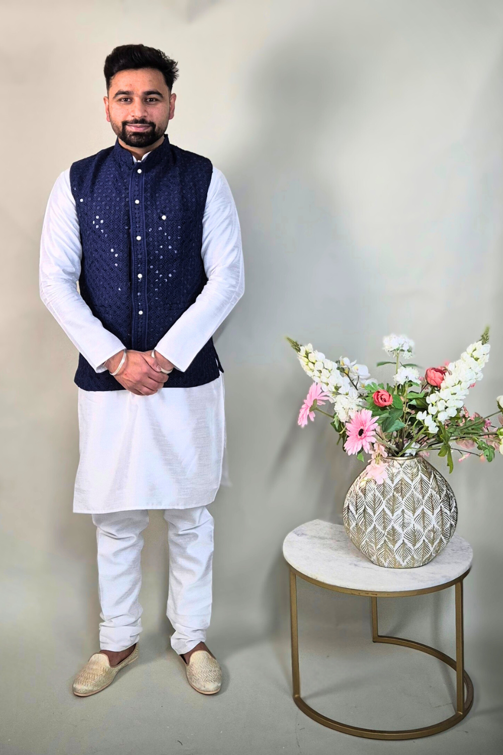 Navy Blue sequins waist coat Main image