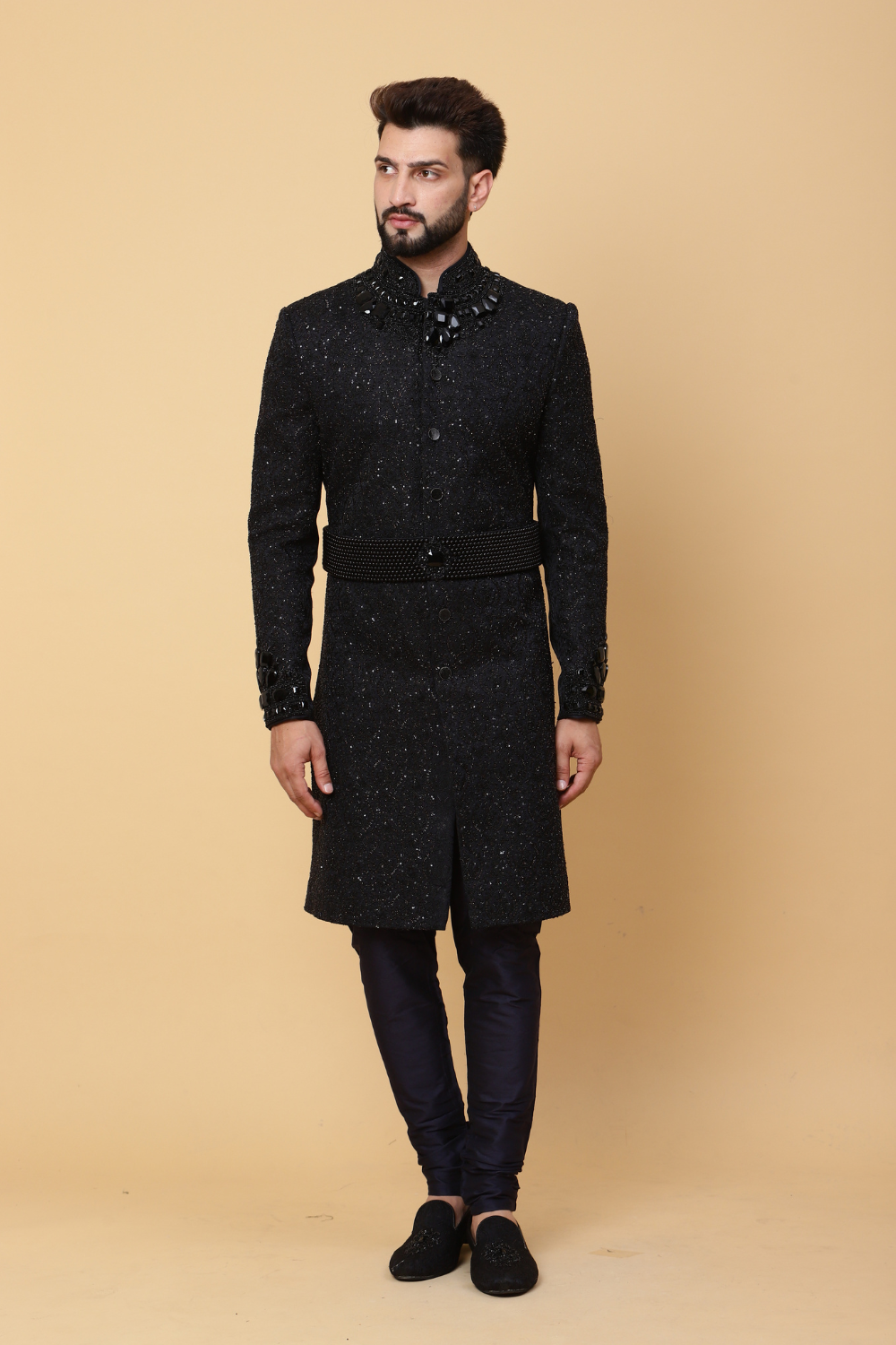 Modern Black Sherwani Main image