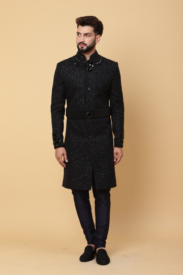 Modern Black Sherwani