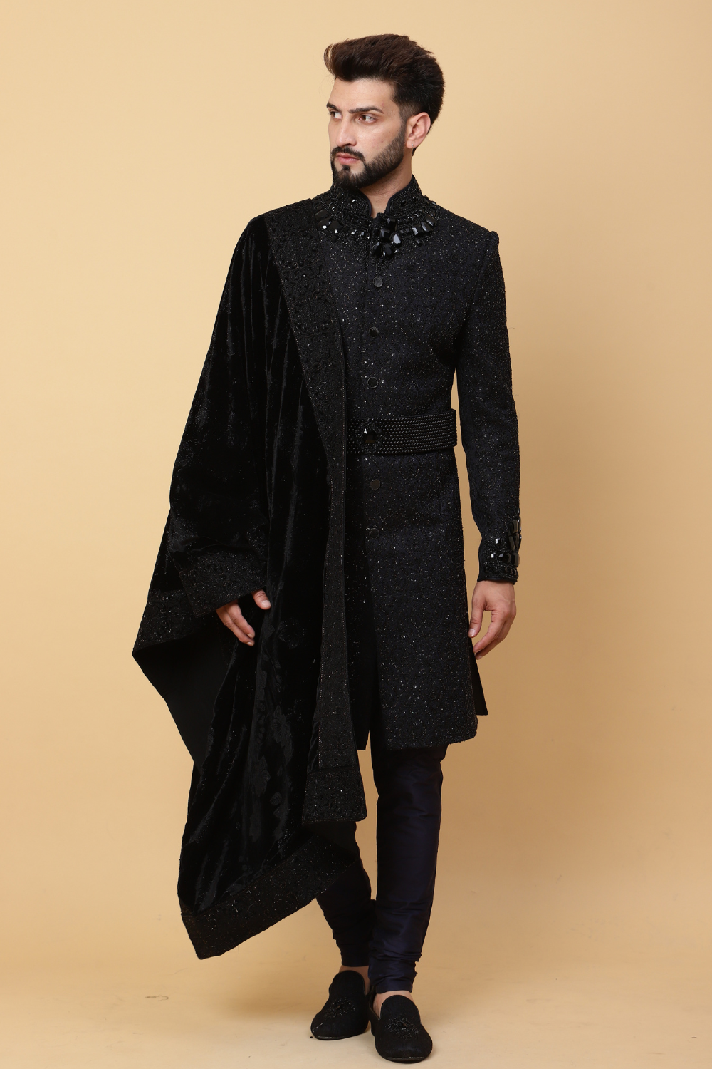 Modern Black Sherwani