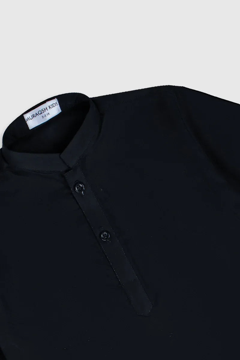 Black Soft Cotton Kurta Trouser - Kids