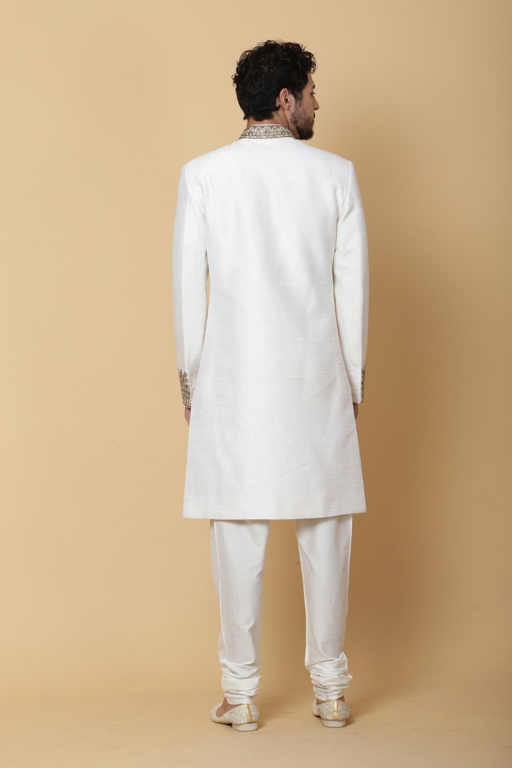 Layered Sherwani with Ivory Embroidery