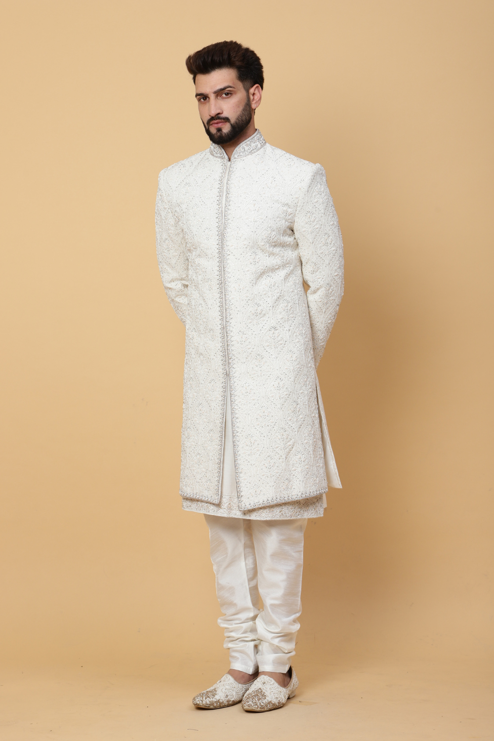 Textured Sherwani with Heavy Embroidery