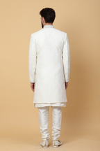 Layered Sherwani with Ivory Embroidery