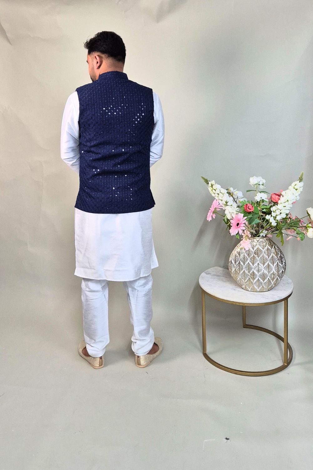 Navy Blue sequins waist coat