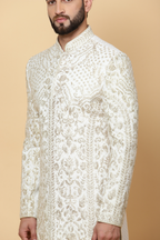 Heavy Embroidered Sherwani in Off White