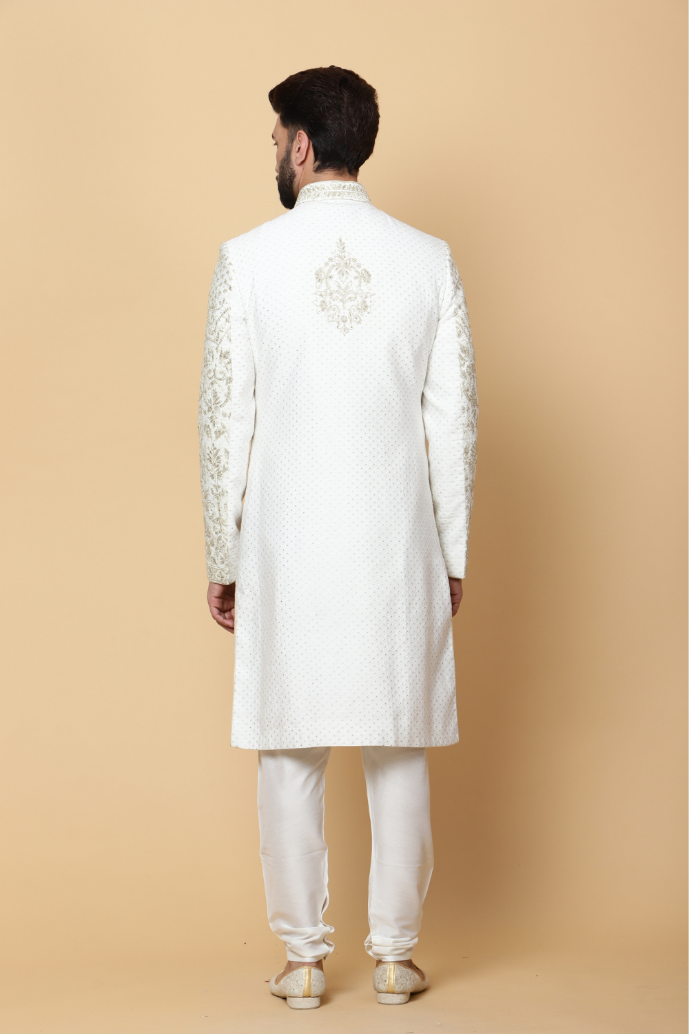 Heavy Embroidered Sherwani in Off White