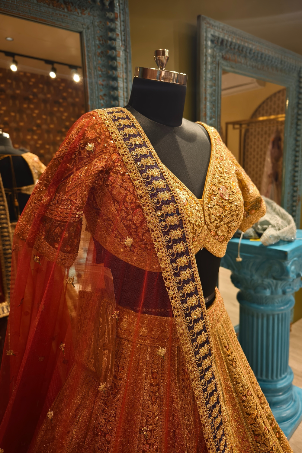 Gold on Gold Exquisite Lehenga with Detailed Embroidery