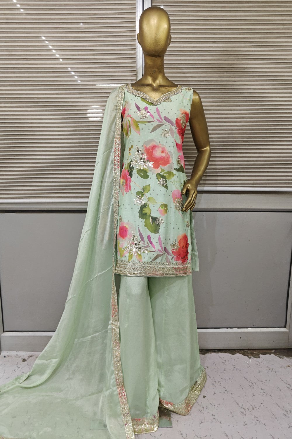 Beautiful Printed sharara set with soft net dupatta