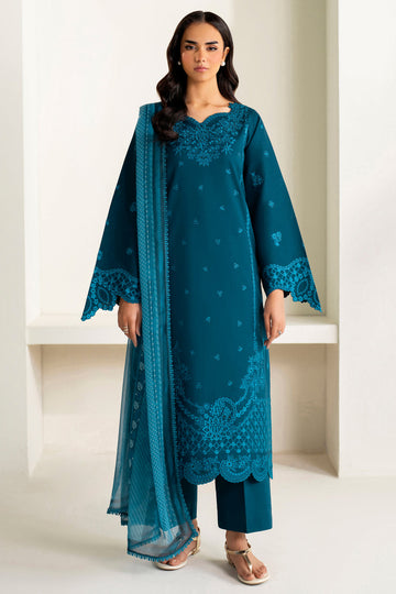 Farasha | Summer Weaves Embroidered Lawn | Teal Frost