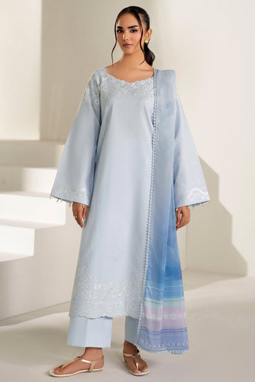 Farasha | Summer Weaves Embroidered Lawn | Pine Blue