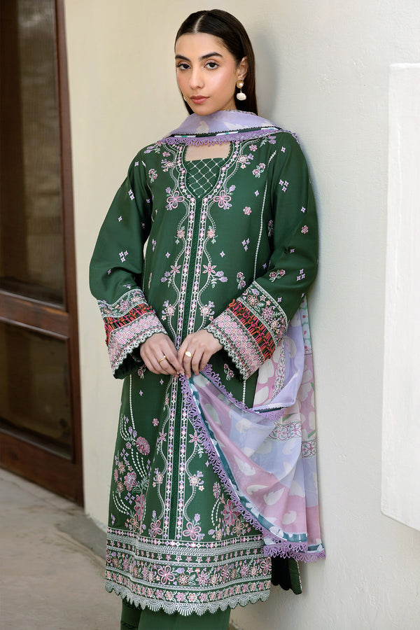 Farasha | Summer Weaves Embroidered Lawn | Emerald Eclips